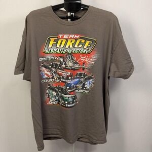 Gildan Team Force Racing Shirt Mens 3XL Brown Car Graphic Tee John Force NHRA